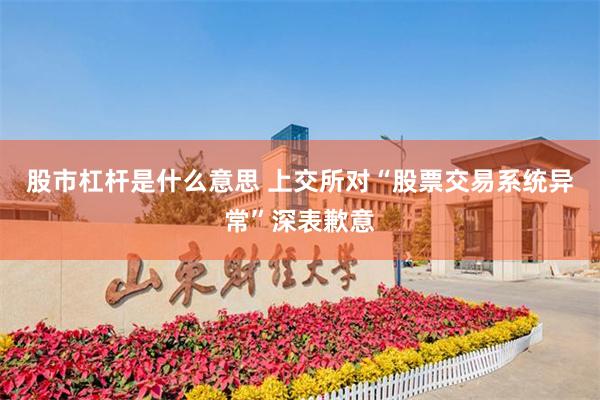 股市杠杆是什么意思 上交所对“股票交易系统异常”深表歉意