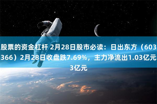 股票的资金杠杆 2月28日股市必读：日出东方（603366）2月28日收盘跌7.69%，主力净流出1.03亿元